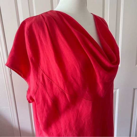 MOSAIC USA | Linen COWL NECK POCKET Shift Dress | Size Medium - Picture 3 of 13